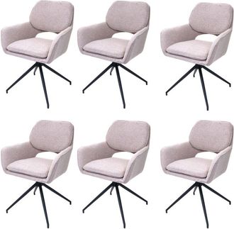 Hhg Nunca Usado] Juego De 6 Sillas De Comedor Hhg 638, Silla De Cocina, Giratoria Con Retorno Autom&aacute;tico, Tejido Boucl&eacute; (540 G/m&sup2;) Oeko-tex, Beige