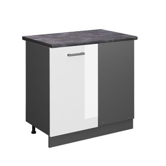 Vicco Armario De Esquina R-line, Blanco Alto Brillo, 86 Cm, Et Antracita