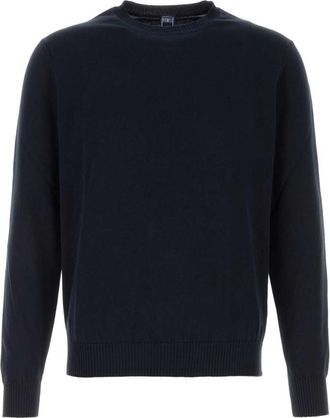 Fedeli Navy Blue Solid Sweaters