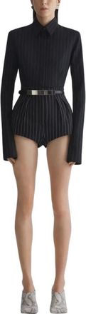 MUGLER Pinstripe Shorts - Dames - Playsuits - Zwart - M - Katoen - Jumpsuits & Playsuits