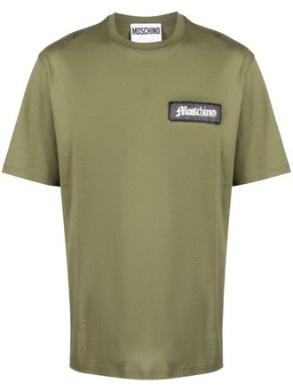 Moschino logo-patch organic-cotton T-shirt - men - Organic Cotton - 48 - Green