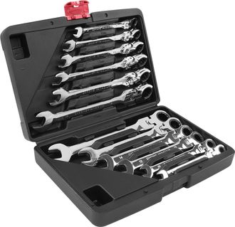 OEM Juego De 12 Llaves De Carraca Combinadas, De Acero Cromo-vanadio, Tama&ntilde;os De 8 A 19 Mm, Cabezal Articulado De 72 Dientes, Con Estuche De Almacenamient