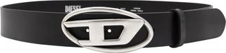 Diesel Zwart leren riem met logo - Heren - Riemen - Zwart - 90 CM - Accessoires
