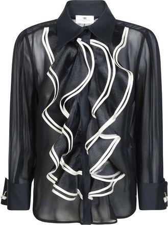 Elisabetta Franchi Sheer Ruffled Blouse