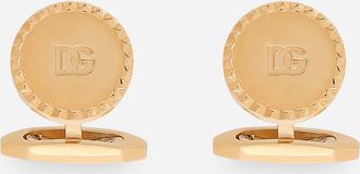Dolce & Gabbana Round Cufflinks With Dg Logo - Man Bijoux Gold Metal Onesize