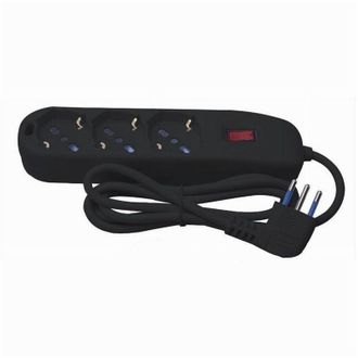Trade Shop Trade Shop - Multipresa 3 Uscite Universali Schuko Spina 10a Cavo 1.5 Mt Nero Ciabatta 80100n