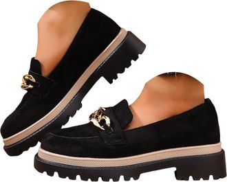 Generic Loafers for Women Platform Chunky Loafer Comfortable Slip On Business Casual Work Dress Shoes Womens Low Heel Lug Sole Suede Loafers British Low Top R