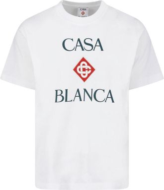 Casablanca Short-Sleeve T-Shirt with Bold Front Print and Classic Neckline