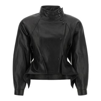 Balmain Nappa Leren Zijjas - Dames - Leren en Su&egrave;de Jassen - Zwart - S - Jassen