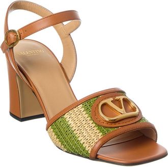 Valentino Vlogo Signature 75 Straw & Leather Sandal