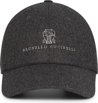 Brunello Cucinelli Bruine Wollen Hoeden met Leren Band - Heren - Petten - Bruin - L - Wol - Accessoires