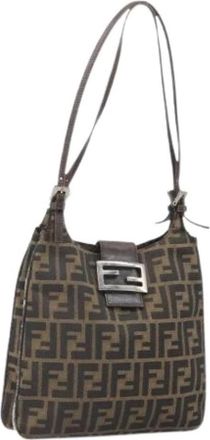 Fendi Pre-owned Canvas Schoudertas - Dames - Vintage Schoudertas - Bruin - ONE Size - Vintage
