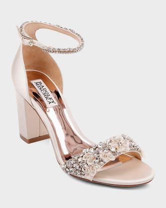 Badgley Mischka Finesse Satin Pumps w/ Crystals