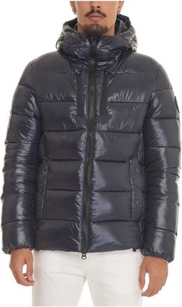 Save The Duck Gewatteerde Hoodie met Glanzende Afwerking - Heren - Winterjassen - Blauw - 2XL - Polyester - Jassen