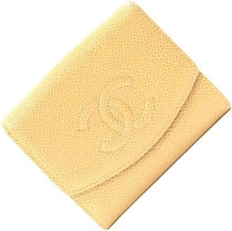 Chanel Pre-owned Wallets, female, Beige, Size: ONE SIZE Pre-owned Leather Wallet