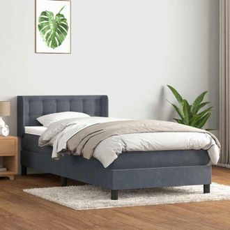 vidaXL Cama Box Spring Con Colch&oacute;n Terciopelo Gris Oscuro 90x220 Cm Vidaxl