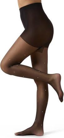 MeMoi All Over Faux Pearl Sheer Tights in Black at Nordstrom Rack, Size Large/x-Large