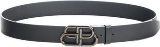 Balenciaga BB Large Logo Buckle Leather Belt in Black at Nordstrom, Size 105