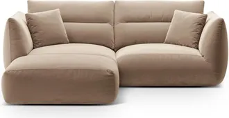 CXL by Christian Lacroix Sofá esquinero modular 3 plazas de terciopelo beige almendra