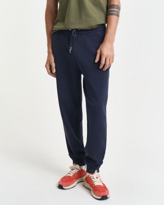 GANT Sweathose GANT REG SHIELD SWEATPANTS, Herren, Gr. 5XL, N-Gr, blau (evening blau), Web, Obermaterial: 87% Baumwolle, 13% Polyester, unifarben, regular 