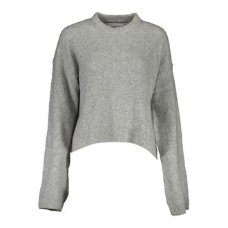 Calvin Klein Grijze Trui met Lange Mouwen - Dames - Ronde hals truien - Grijs - XL - Truien & Vesten
