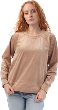 DKNY Dames DKNY Velours Logo Crew Neck Sweatshirt in Beige