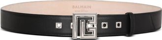 Balmain logo-buckle leather belt - men - CALFSKIN - 100 - Black