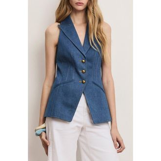 Veronica Beard Costa Denim Vest in Cosmo at Nordstrom, Size 00