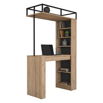 Dmora Mesa Fija Ezzelini, 2 Plazas, Ideal Para Bares Y Espacios Abiertos, Forma Rectangular, 120x56x199h Cm Roble Marr&oacute;n