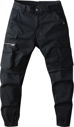 Generic Mens Technical Stretch Cargo Pants, Professional Work & Outdoor Trousers with Tactical Pocket System, Semi-Elastic Waist for Hiking and Daily Wear Bla