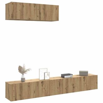 Berkfield Home Wall Mounted TV Cabinets 3 pcs Artisan Oak 100x30x30 cm Engineered Wood in Brown | Size: 100 x 30 x 30 cm