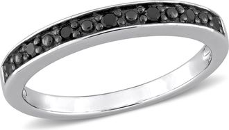 Mimi & Max 1/10ct TW Black Diamond Wedding Band in Sterling Silver with Black Rhodium