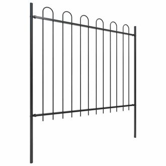 Berkfield Home Garden Fence with Hoop Top Steel 3.4x1.5 m Black