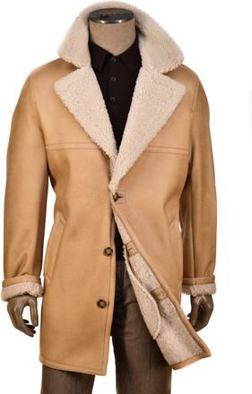 Hettabretz Leather Curly Shearling Overcoat