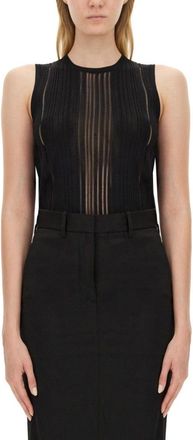 Helmut Lang Ribbed Sheer Panel Slim Fit Top