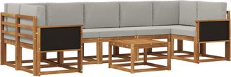 vidaXL Conjunto De Sof&aacute;s De Exterior 6 Uds. Natural Y Gris Claro Vidaxl