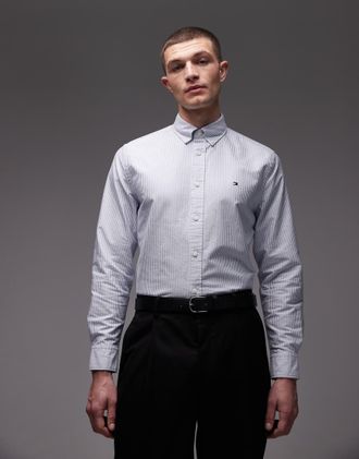 Tommy Hilfiger Heritage - Camicia Oxford a maniche lunghe azzurra-Blu