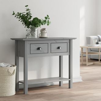 vidaXL Mesa Consola Bodo Madera Maciza De Pino Gris 91x35x74 Cm Vidaxl