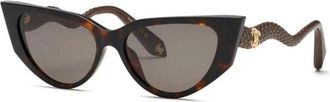 Roberto Cavalli Vierkante zonnebril - Dames - Zonnebrillen - Bruin - 56 MM - Accessoires