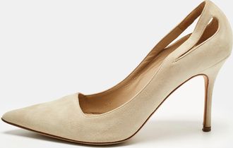 Manolo Blahnik Grey Suede Pointed Toe Pumps