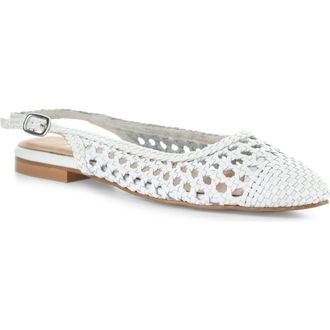Bos. & Co. Willow Slingback Cap Toe Flat in White at Nordstrom, Size 10-10.5Us