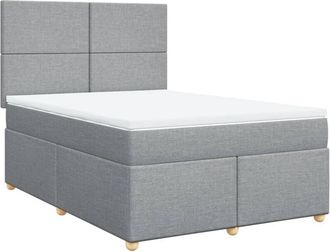 vidaXL Vidaxl - Cama Box Spring Con Colch&oacute;n Tela Gris Claro 140x190 Cm