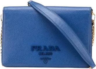 Prada Pre-owned Cross Body Bags, female, Blue, Size: ONE SIZE Pre-owned Leather prada-bags
