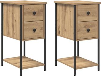vidaXL Vidaxl - Bedside Cabinet with Drawer 2 pcs Artisan oak 32 x 42 x 70 cm