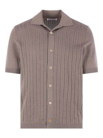 Brunello Cucinelli ribbed buttoned shirt - men - Cotton - 54 - Brown