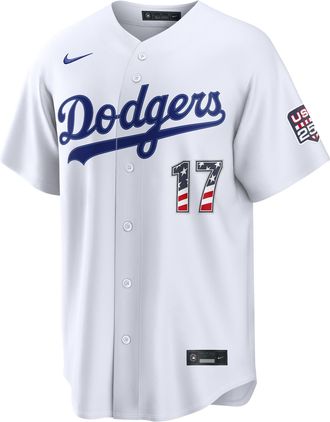 Nike Shohei Ohtani Los Angeles Dodgers USA 250 Nike Mens MLB Stadium Jersey in White | RE260MIKAJT-C1F