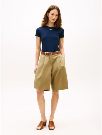 Tommy Hilfiger Womens Pleated Poplin Short - Brown - 4