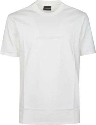 Emporio Armani Pima-jersey T-shirt met logoprint - Heren - T-shirts - Wit - 2XL - Katoen - Tops