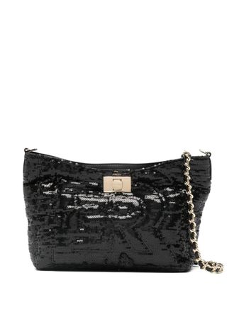 Ermanno Scervino Borsa tracolla con paillettes - Nero