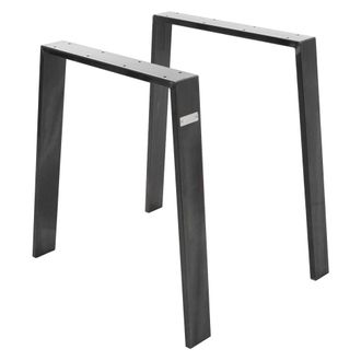 ML Design 2x Patas de mesa industrial loft 75x72 cm en acero gris oscuro forma U